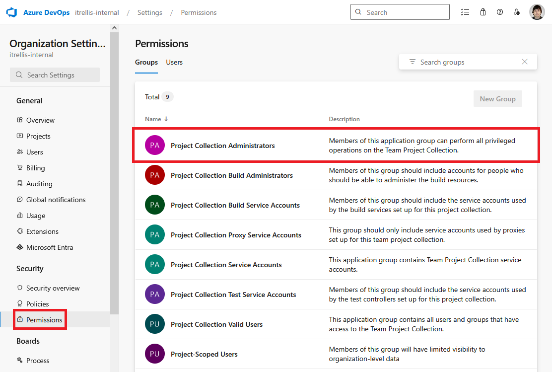 Project Collection Administrator Setup